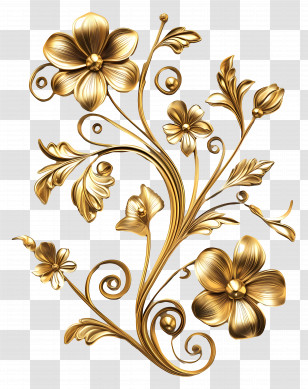 Gold Floral - Golden Floral Design Transparent PNG