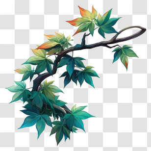 Blur Leaves - Branch With Colorful Leaves Transparent PNG