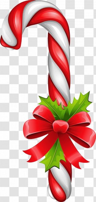 Candy Cane - Holly - Christmas Ornament Transparent PNG