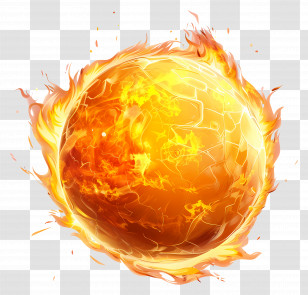 Fireball - Fiery Flaming Sphere In Vibrant Glow Transparent PNG