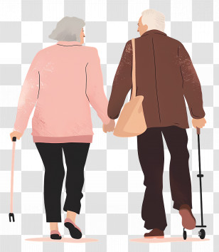 Old People - Elderly Couple Walking Hand In Hand Transparent PNG