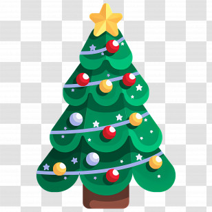 Christmas Tree - Decorated Christmas Tree With Star Transparent PNG