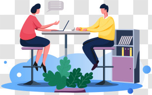 Ask Me Anything - Illustration Of Two People Discussing In Office Transparent PNG