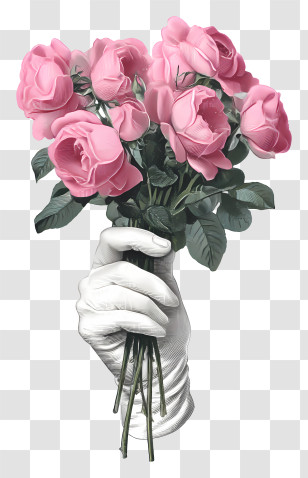 Hand With Flower - Hand Holding Pink Roses Transparent PNG