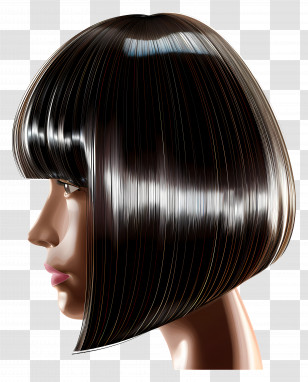 Hair Style - Shiny Black Bob Haircut Transparent PNG