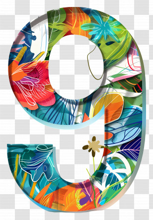 Number 9 - Floral Number 9 Illustration Transparent PNG