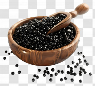 Caviar Day - Black Pearls In Wooden Bowl Transparent PNG