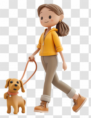 Woman Walking Dog - Cartoon Girl Walking A Dog Transparent PNG
