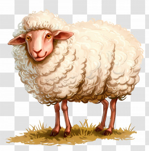 Sheep - White Sheep On Pasture Transparent PNG