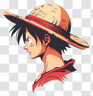 Luffy Head - Anime Character With Straw Hat Illustration Transparent PNG