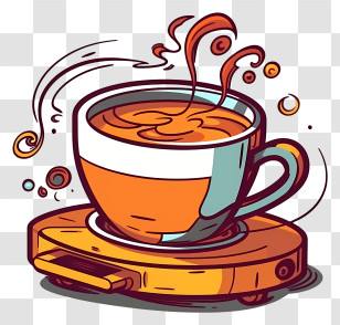 Coffee Mug - Artistic Coffee Cup With Steam Transparent PNG