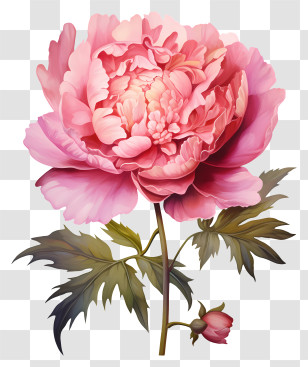 Watercolor Peony Flower - Beautiful Peony Flower Illustration Transparent PNG