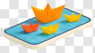 Floating Paper Boat On Smartphone - Paper Boats Floating On Smartphone Transparent PNG