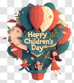 Childrens Day Decoration - Happy Children's Day Hot-Air Balloon Transparent PNG