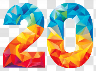 Number 20 - Colorful Abstract Design Of Number 20 Transparent PNG