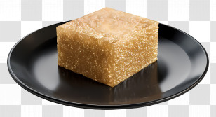 Halva - Brown Sugar Cube On Black Plate Transparent PNG
