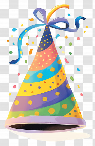 Birthday Hat - Colorful Party Hat With Confetti Transparent PNG