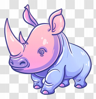 Rhino Head - Cute Cartoon Rhinoceros Transparent PNG
