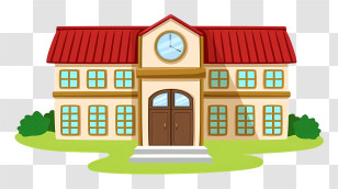 Cartoon School - School Building Cartoon Illustration Transparent PNG