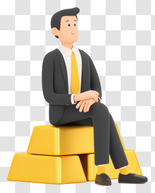 Businessman Sitting Gold Bars - Businessman Sitting On Gold Bars Transparent PNG