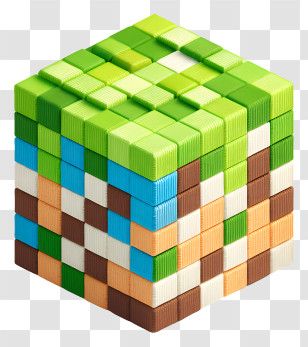 Minecraft Block - Colorful 3D Cube With Block Pattern Transparent PNG
