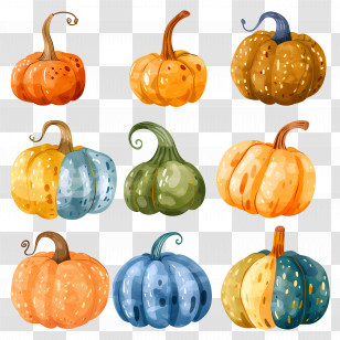 Pumpkins - Colorful Pumpkins For Autumn Transparent PNG