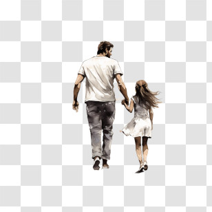 Father Daughter 
 - Father Walking Hand In Hand With Daughter Transparent PNG