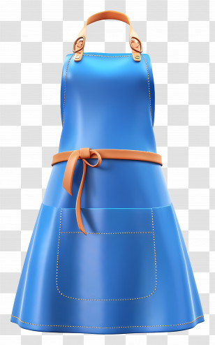 Blue Apron - Modern Blue Kitchen Apron With Leather Straps Transparent PNG