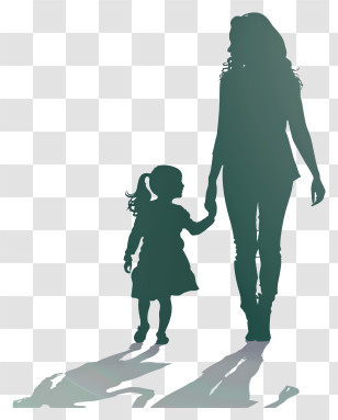 Mother And Daughter - Mother And Child Holding Hands Silhouette Transparent PNG