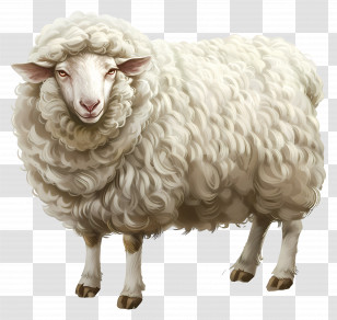 White Sheep - Realistic White Sheep Illustration Transparent PNG