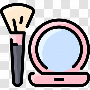 Makeup - Pink Makeup Brush And Mirror Transparent PNG