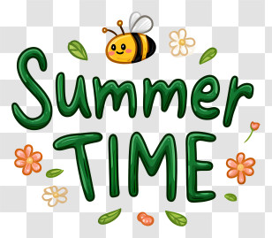 Logo Word Summer Time - Summer TIME Lettering With Bee Transparent PNG