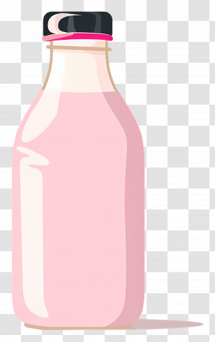 Milk Bottle - Pink Bottle For Beverage Storage Transparent PNG