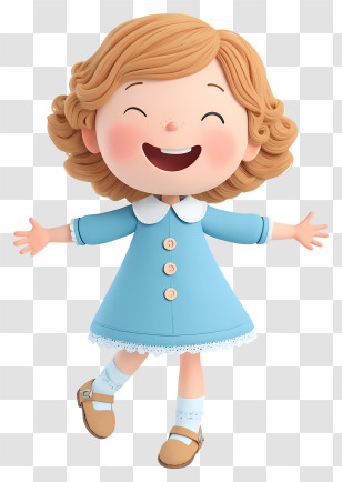 Little Girl Dancing - Joyful Little Girl In Blue Dress Transparent PNG