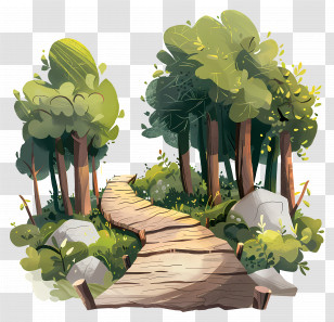 Forest Walkway - Wooden Pathway Through A Forest Illustration Transparent PNG