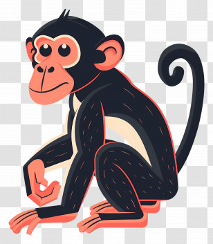 Monkey - Cartoon Monkey Sitting Illustration Transparent PNG