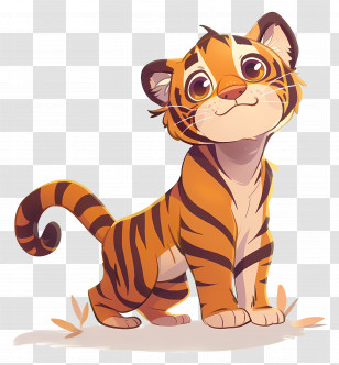 Cute Tiger - Adorable Cartoon Tiger Cub Transparent PNG