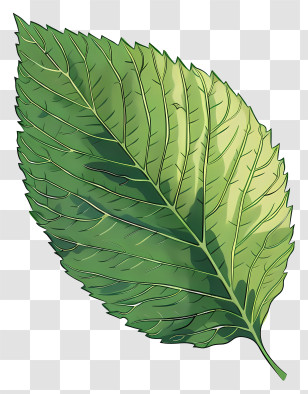Elm Leaf - Green Leaf Illustration With Botanical Detail Transparent PNG
