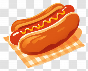 Hot Dog - Classic Hot Dog Illustration With Mustard Transparent PNG
