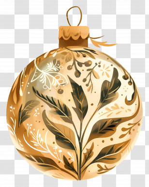 Golden Christmas Ornament - Golden Christmas Ornament With Decorative Patterns Transparent PNG