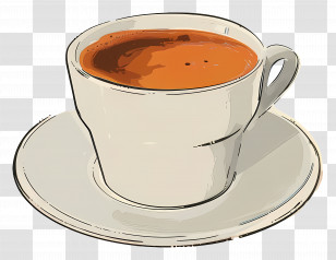 Coffee - Illustrated Coffee Cup On A Saucer Transparent PNG