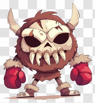 Kotu - Fierce Skull Cartoon Character With Boxing Gloves Transparent PNG