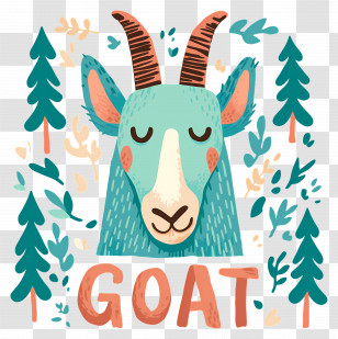 Mountain Goat - Colorful Goat In A Forest Transparent PNG