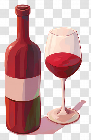 Wine Glass - Red Wine Bottle And Glass Illustration Transparent PNG