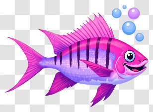 Cartoon Tropical Fish - Bright Pink Cartoon Fish Transparent PNG