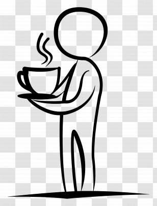 Stick Figure - Stick Figure Holding A Hot Coffee Cup Transparent PNG