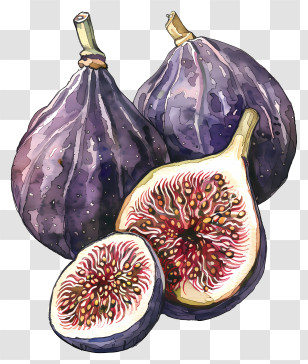 Figs - Fresh Purple Figs With Slices Transparent PNG