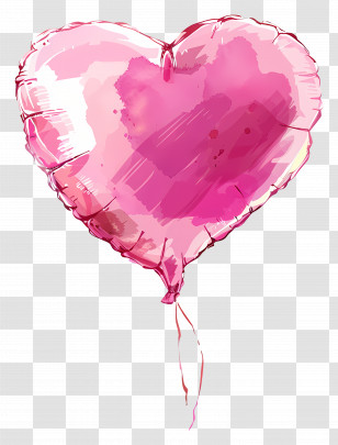 Pink Heart Balloon - Pink Heart-Shaped Balloon For Celebrations Transparent PNG