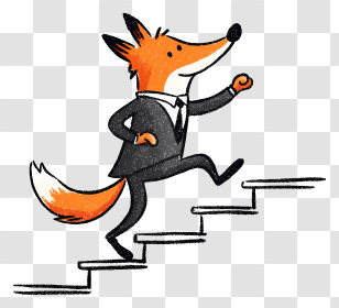 Fox Climbing Stairs - Orange Fox In Suit Climbing Stairs Transparent PNG