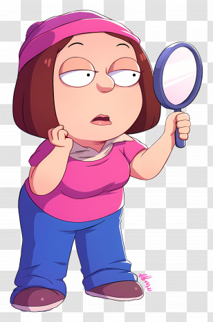 Meg Griffin - Cartoon Explorer Girl With Magnifying Glass Transparent PNG